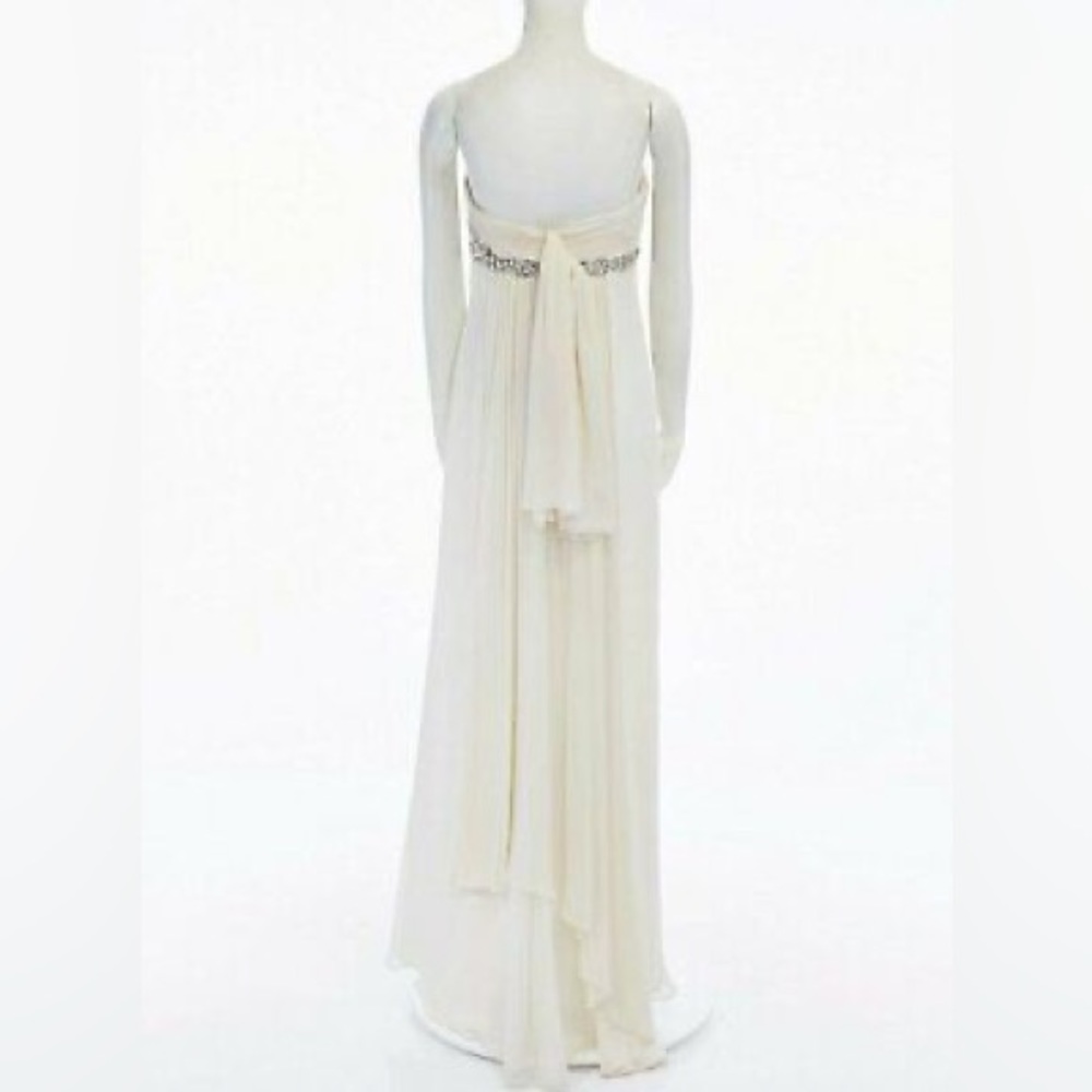 Marchesa Notte ivory strapless beaded layered silk wedding dress, size 0